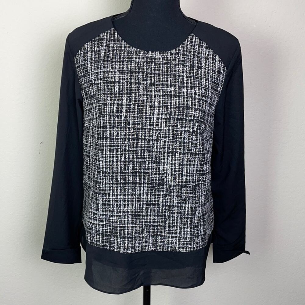NWT Ann Taylor women’s XS Tweed front Georgette blouse